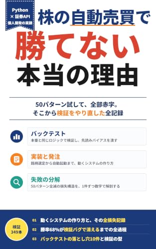株の自動売買で勝てない本当の理由: Python×証券APIで作って、50パターン試して、全部赤字。システムトレードの検証をやり直した全記録