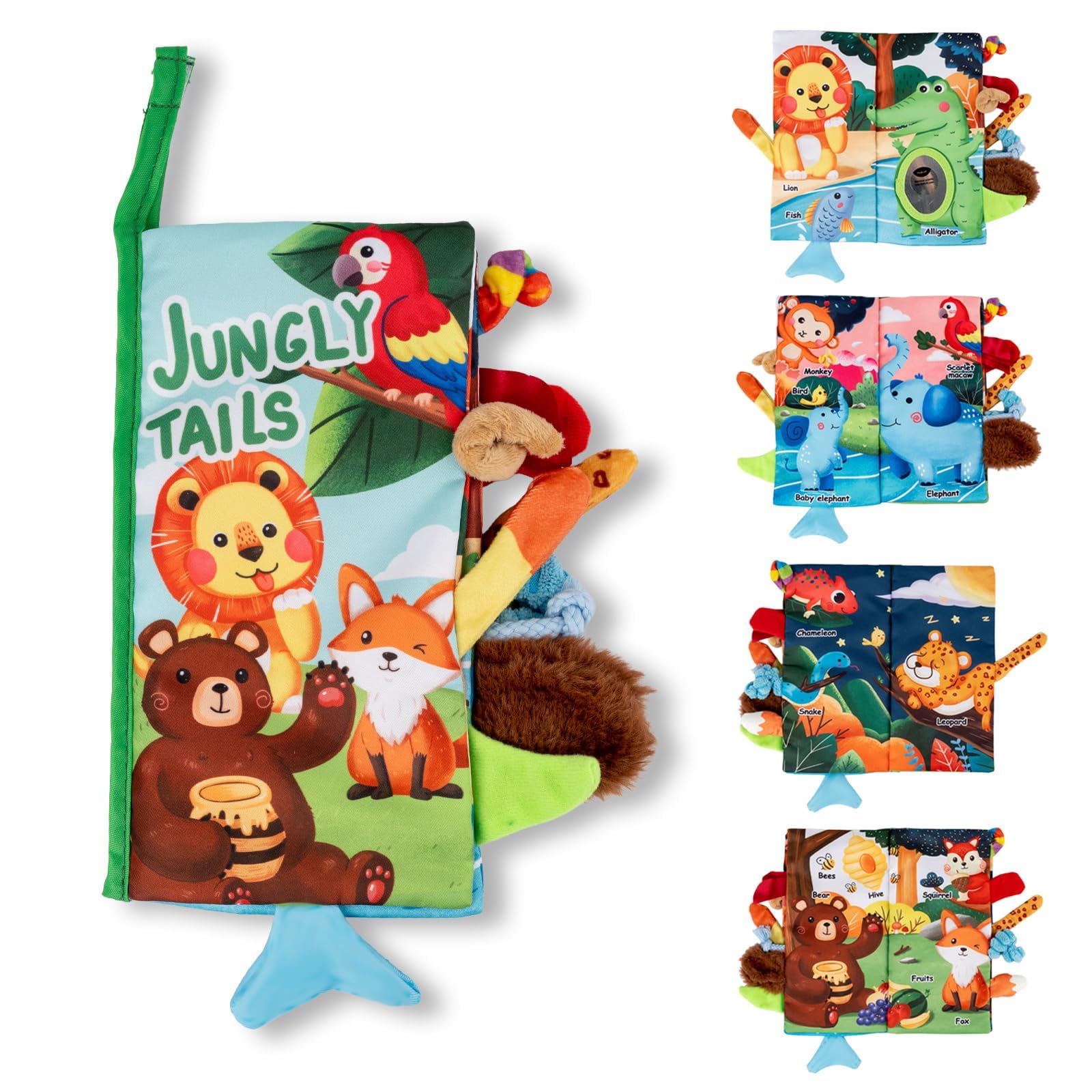 Globaledutoy Montessori Baby Cloth Book 【Fun and Educational! Professionally Recommended】Educational Toy 0 years and up, Play with Tails, Crinkly Sound, Soft, Washable, Baby, Toddler, Birth Gift | toy soft washable baby shower gift gift gift baby toddler