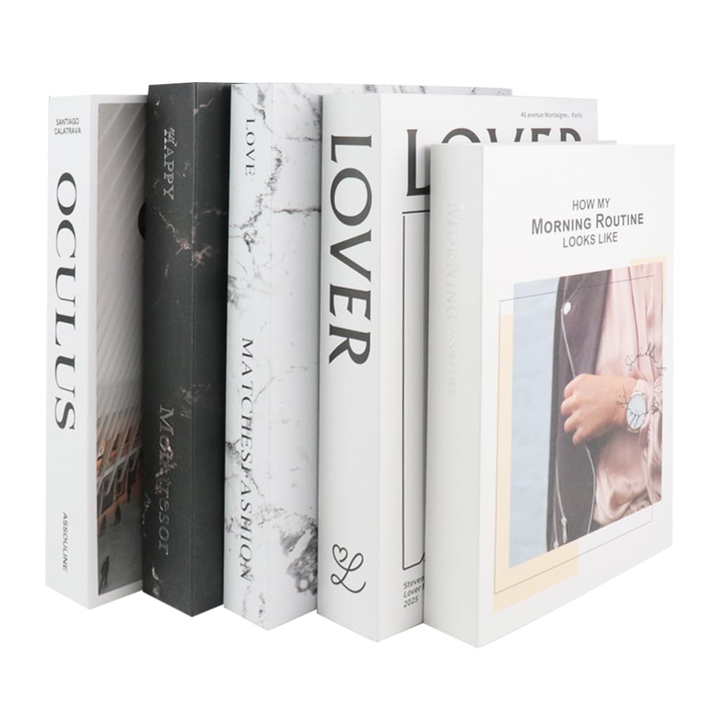 Interior Book Fake Book Western Style 5-Book Set Lightweight Design Object Figurine Space Styling Display (Western Style)