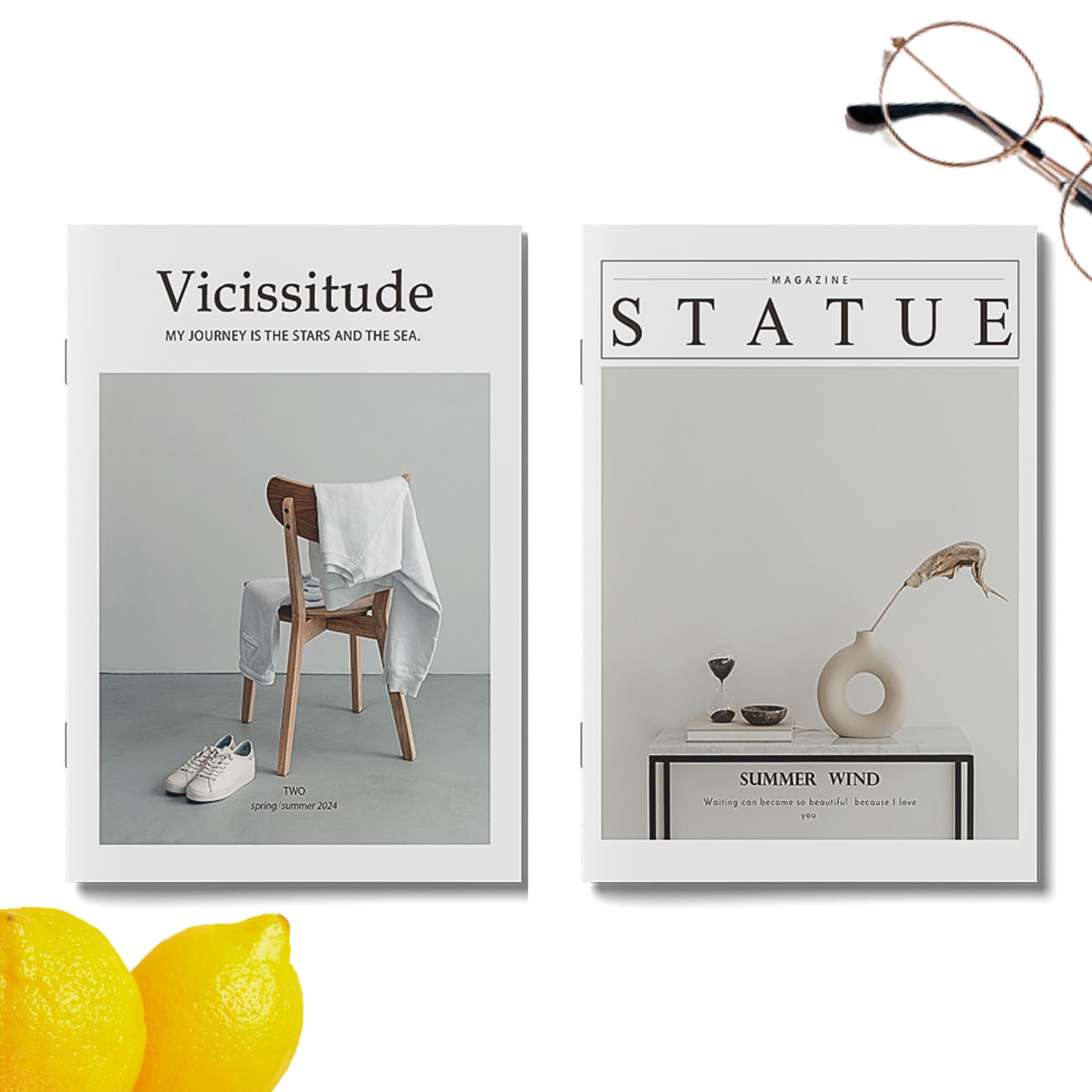English Magazine Dummy Book Set Nordic Korean Interior Magazine Style Fake Book Magazine Photography Prop Display Object Stylish Cafe Style Modern Goods (Interior)