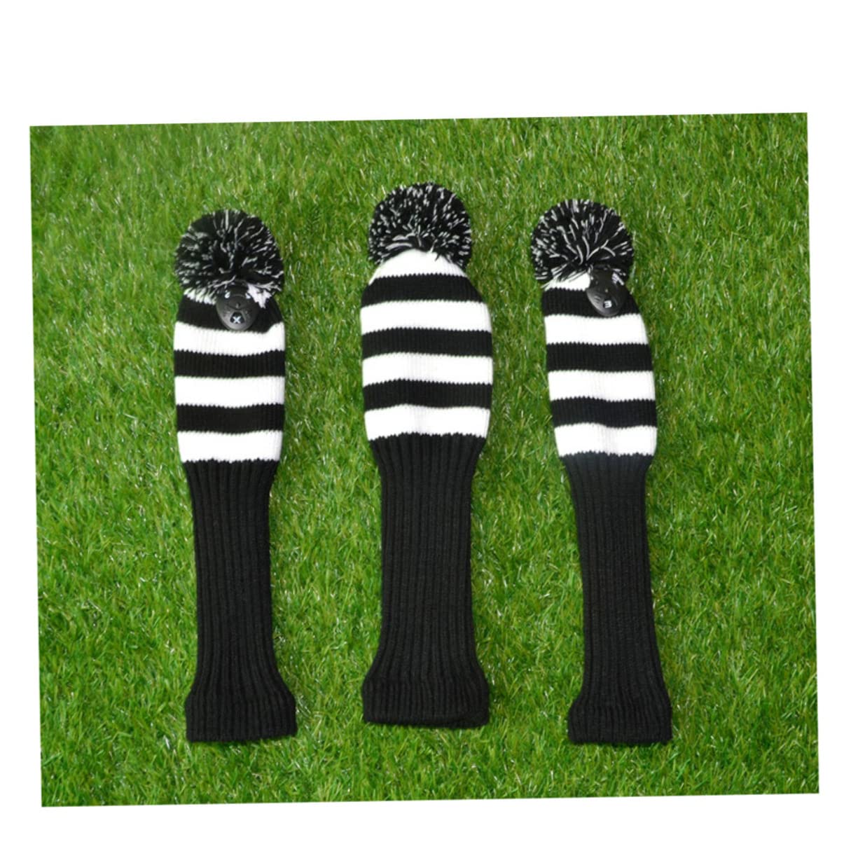 Kisangel 3pcs Golf Head Cover Knit Golf Head Cover Golf Iron Head Cover Rubber Knit Headcover Club Cover Driver Head Cover Sock Head Cover
