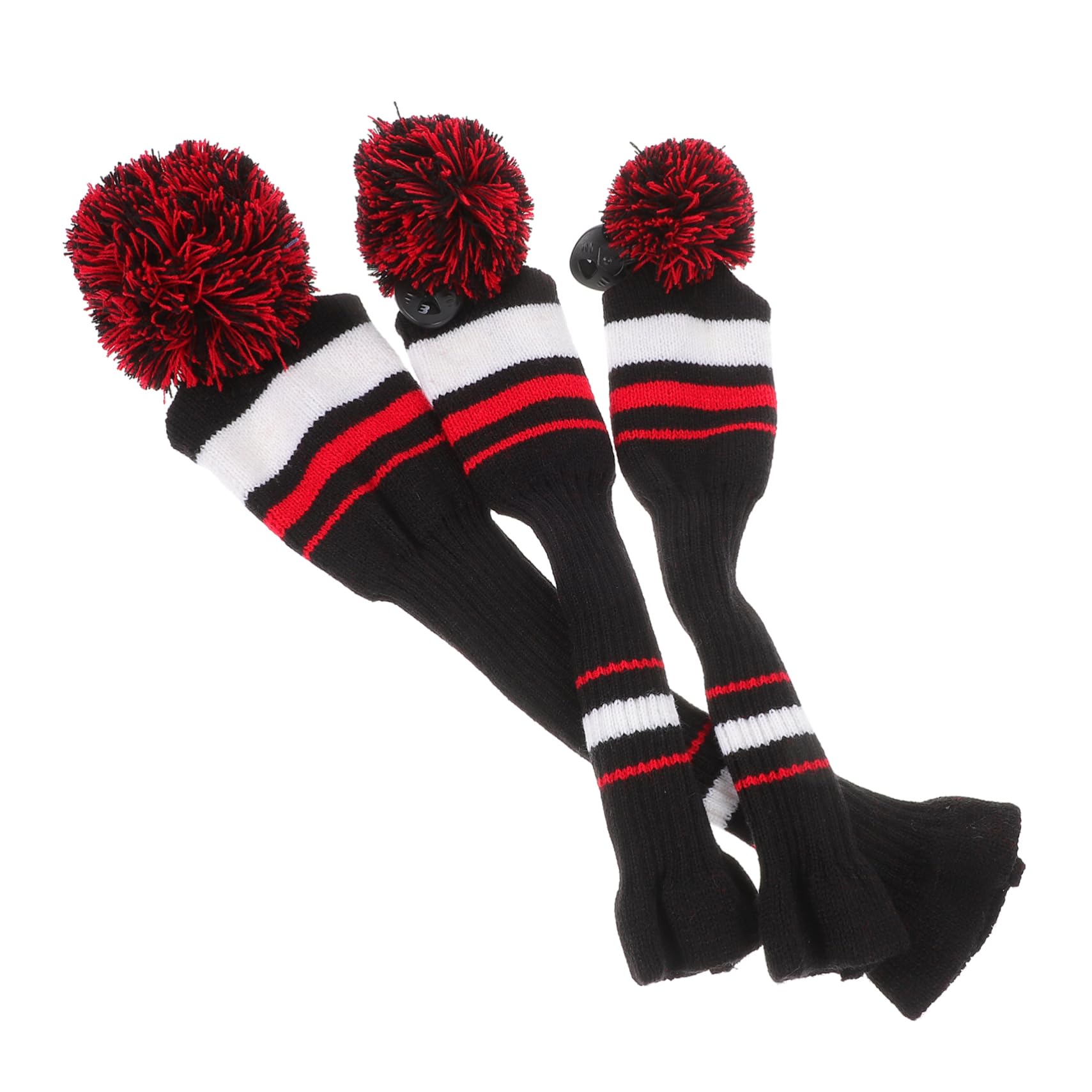 Kisangel 3pcs Golf Head Cover Golf Alignment Rod Golf Head Cover Knitting Accessories Putter Golf Accessories Black Head Sock Pole Cover Bow