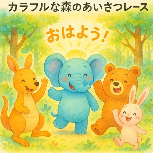 カラフルな森のあいさつレース:1才から5才向け|楽しく学べる多文化&自然のリズム絵本